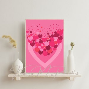 Abstract Love Heart Digital Wall Art, Exploding Heart Printable Art, Pink Heart Wall Poster, Heart Art Gallery, DIGITAL DOWNLOAD, PRINTABLE