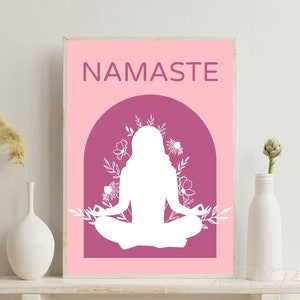 Namaste in Pink, Elevate Your Space with this Floral Yoga Wall Art Printable Poster Dreamy and Peaceful Yoga Inspired Print DIGITAL DOWNLOAD