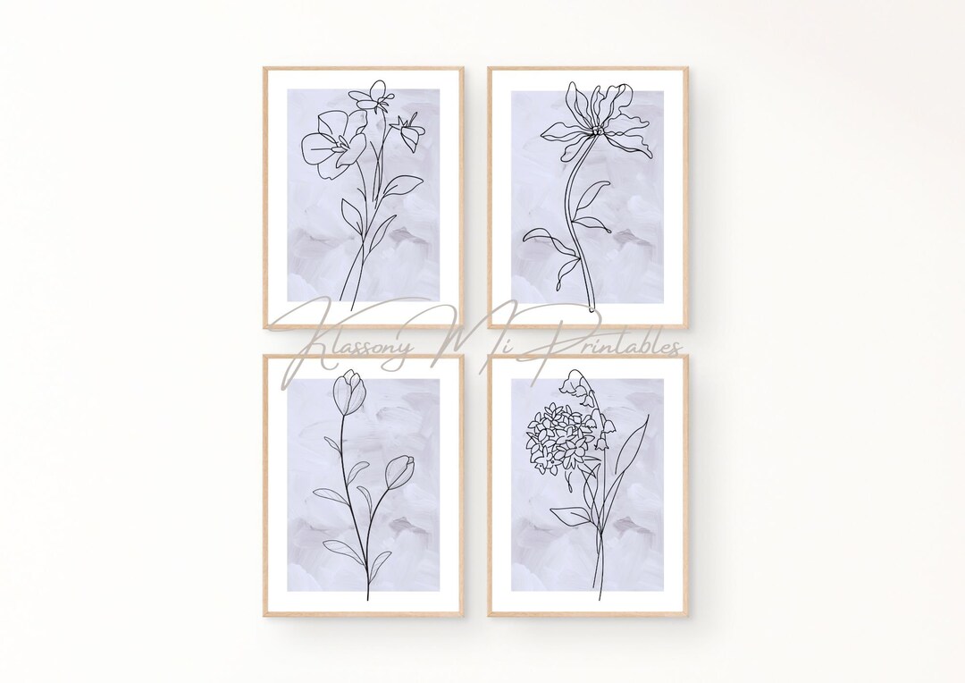 Set of 4 Lilac Floral Wall Art Instant Digital Download Print ...