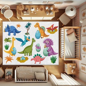 Kids Dinosaur Rug – Cute Dino Carpet for Children's Room – Non-Slip Playmat – Nursery Gift Idea