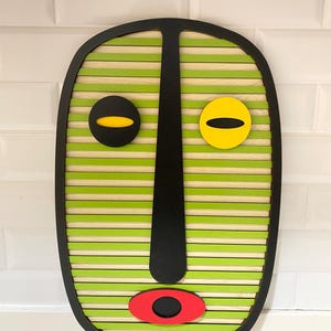 Modern Wooden Mask: Striped Geometric Wall Art Decor