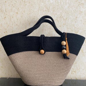 Handmade Macrame Clutch: Two-Tone Boho Bag with Wooden Beads