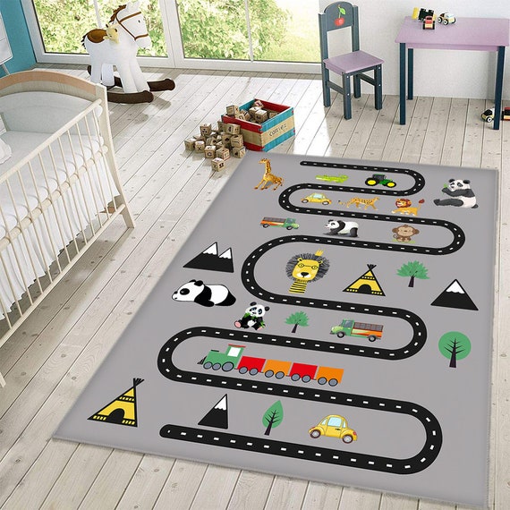 Cars Roads Children s Rug gray Carpet city Road Kids Rug play Rug