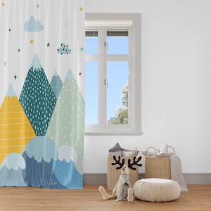 colorful mountains kids curtain,kids room curtain,nursery curtains,baby curtain,baby room curtain,newborn baby gift,nursery gift