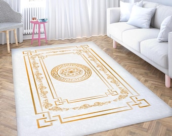 Greek Key Gold Rug Gold Greek Key Bath Rug Set: Non-slip Polyester, Washable - Etsy