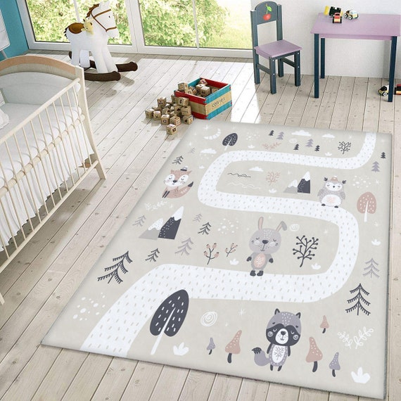 Alfombra infantil escandinava, alfombra infantil personalizable, alfombra  de juego, alfombra de guardería, alfombra de habitación infantil, regalo  para la habitación de los niños, decoración de guardería -  España