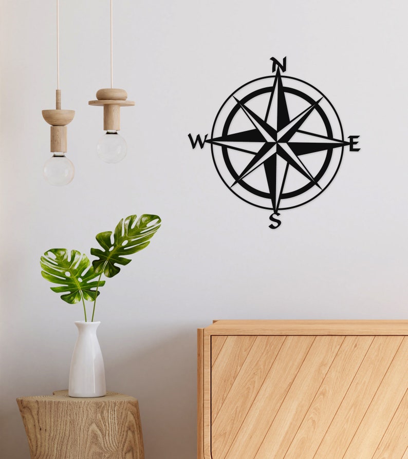 Compass Wooden Wall Art Compass Wooden Wall Decor Compass Etsy