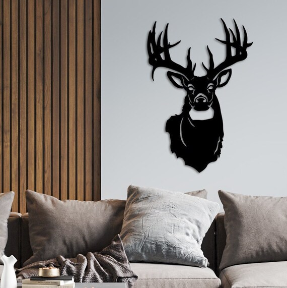 Deer Head Wooden Wall Art Deer Wooden Wall Decor Deer Head Etsy