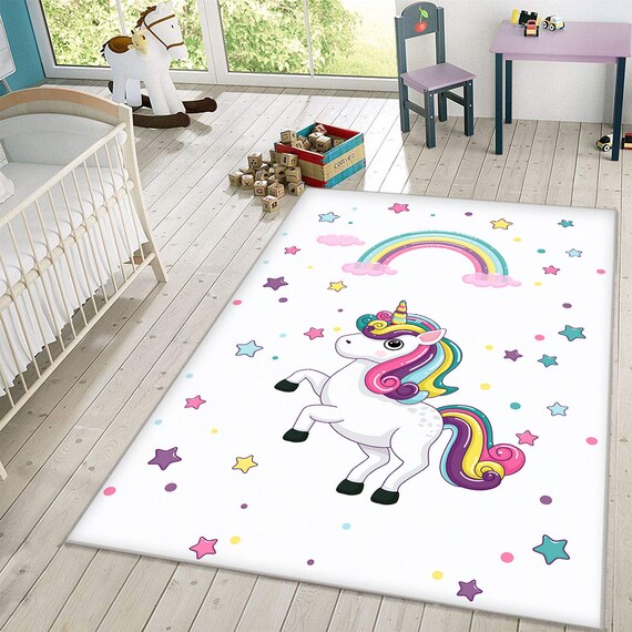 Alfombra unicornio, alfombra arcoiris, alfombra estrella, alfombra estrella  colorida, alfombra habitación infantil, alfombra infantil unicornio,  alfombra infantil personalizada -  México