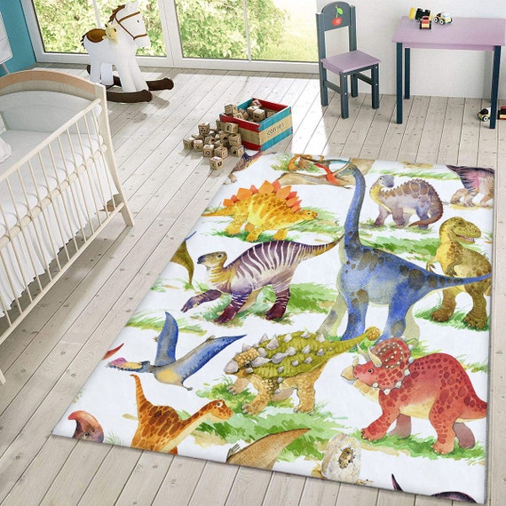 Alfombra de dinosaurio para niños, alfombra de juego, alfombra de  guardería, alfombra de habitación para niños, regalo para la habitación de  los niños -  España