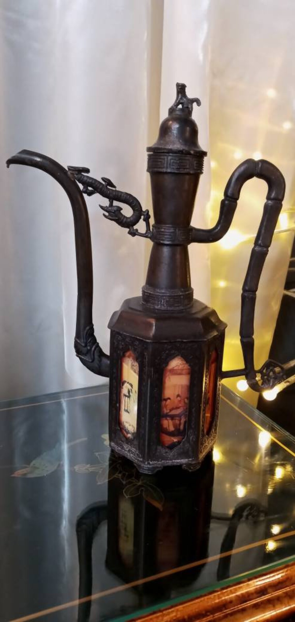 Large Antique Chinese Pewter Teapot Etsy