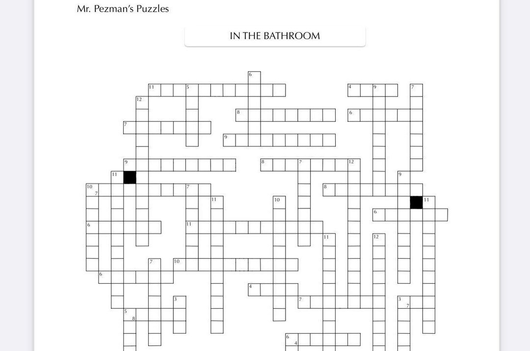 In the Bathroom Crossword Style FILLIN PUZZLE Word Puzzle Etsy