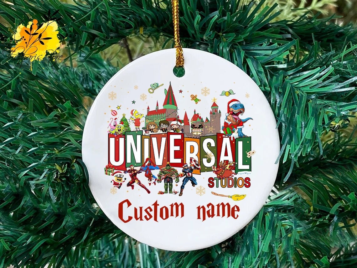 Personalized Universal Studios Christmas Ceramic Ornament