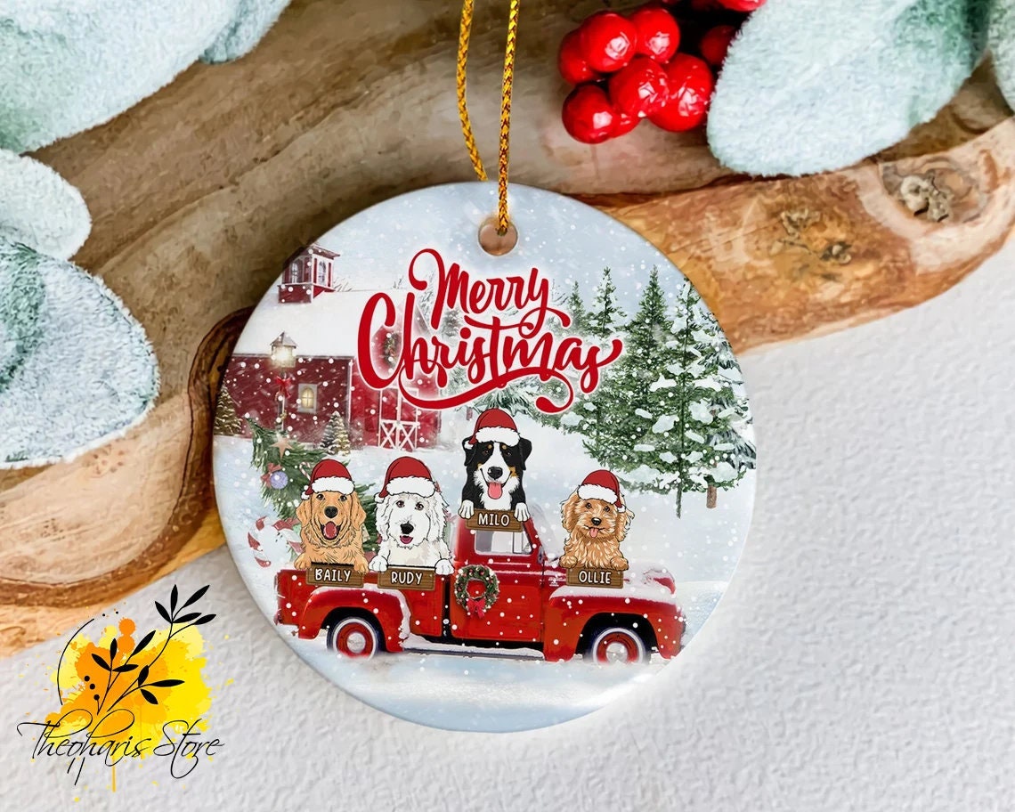 Discover Custom Dog Truck Christmas Ceramic Ornament