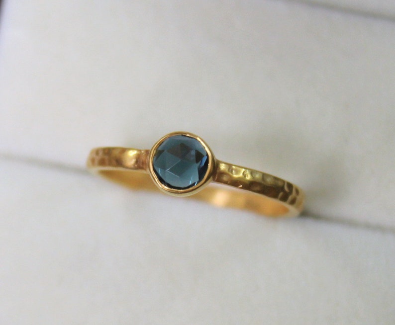 London Blue Topaz Ring Topaz Rose Cut Ring Gemstone Jewelry image 6