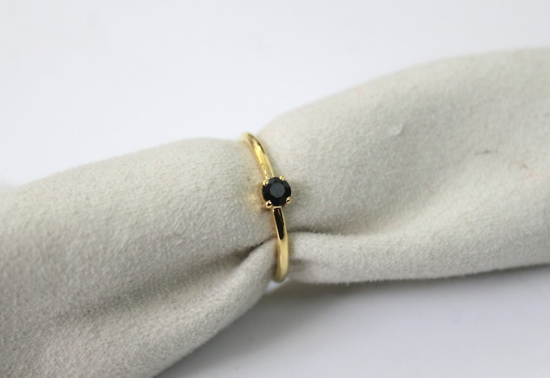 Black diamond solitaire ring, dainty black diamond ring, Black diamond simple ring, tiny black diamond Ring image 9
