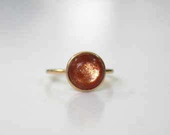 Natural Sunstone Gold Ring - Sunstone Gold Ring - Promise Ring - July Birthstone - Gift for Her