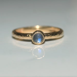 Rose Cut Moonstone Ring - Dainty Ring - Solid Gold Ring - Hammer Band Ring - Gift for her