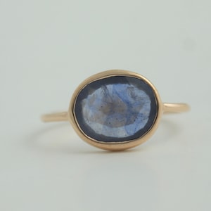Rose Cut Blue sapphire Gold Ring Blue Sapphire Ring Blue sapphire Jewelry Birthstone Jewelry image 1