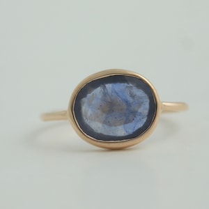 Rose Cut Blue sapphire Gold Ring - Blue Sapphire Ring - Blue sapphire Jewelry - Birthstone Jewelry (Glass Filled)