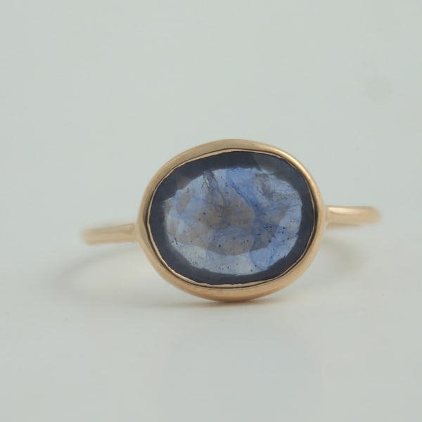 Rose Cut Blue sapphire Gold Ring - Blue Sapphire Ring - Blue sapphire Jewelry - Birthstone Jewelry