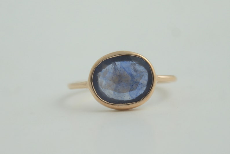 Rose Cut Blue sapphire Gold Ring Blue Sapphire Ring Blue sapphire Jewelry Birthstone Jewelry image 1