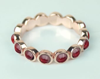 Garnet Eternity Band Ring: Stackable Gold Ring