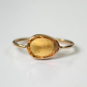 Natural Citrine Slice Ring: Gold Birthstone Engagement Ring