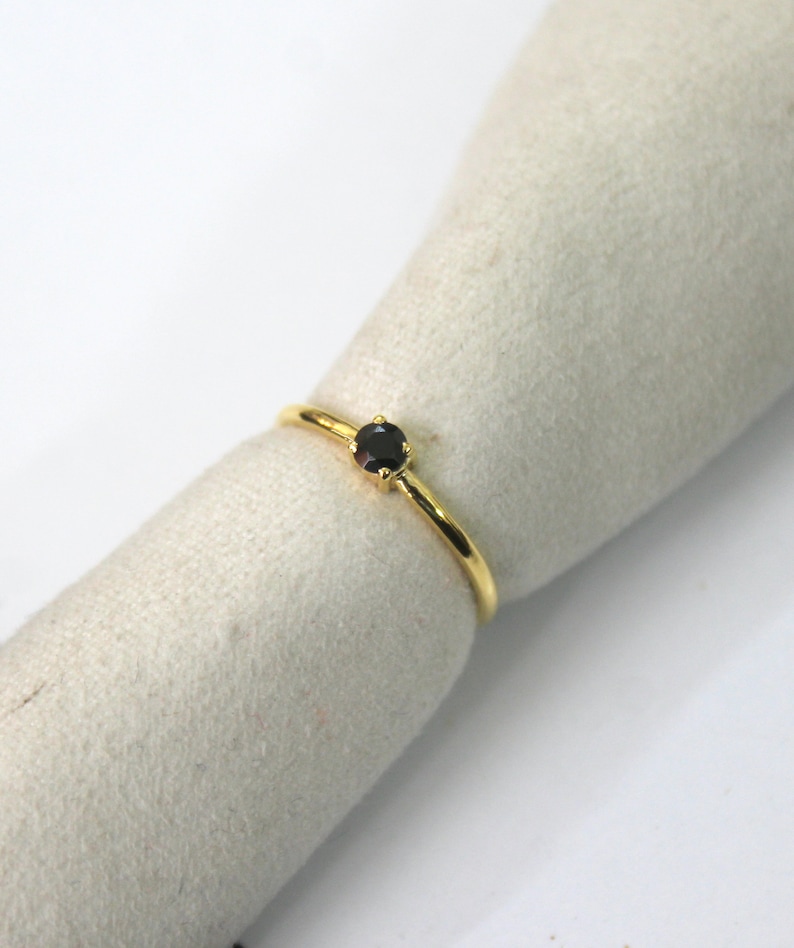 Black diamond solitaire ring, dainty black diamond ring, Black diamond simple ring, tiny black diamond Ring image 5
