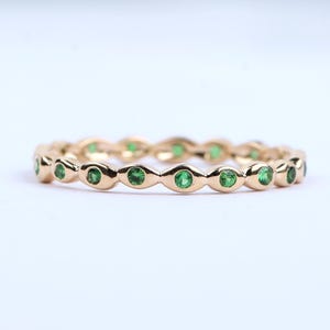 Tsavorite Garnet Ring: Dainty Gold Birthstone Band
