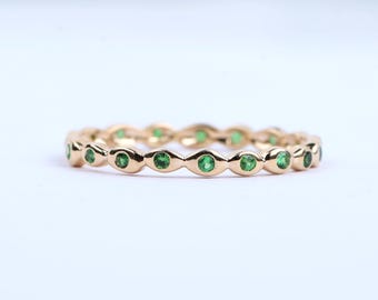 Tsavorite Garnet Ring: Dainty Gold Birthstone Band