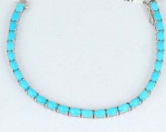 14.390 Gram Natural Turquoise Bracelet,  Gemstone Tennis Bracelet, 925 Sterling Silver, Bracelet Jewelry, December Birthstone