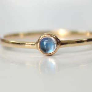 Rainbow Moonstone Ring: Round Cabochon Stacking Band
