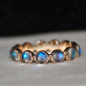 Natural Labradorite Eternity Ring - August Birthstone Ring - Stackable Full Eternity Band Ring - Gift for her