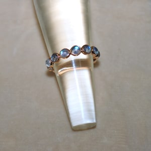 Rainbow Moonstone Eternity Ring - June Birthstone Ring - Stackable Full Eternity Band Ring - Gift for her