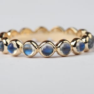 Moonstone Eternity Band - June Birthstone Ring - Stackable Full Eternity Band Ring - Gift for her