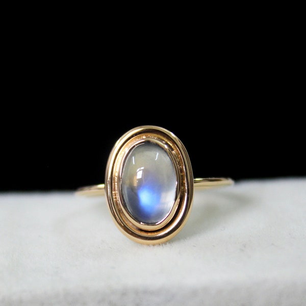 Natural Untreated Blue Ceylon Moonstone Ring - June Birthstone Ring - Moonstone Stackable Ring - Gift for her - Ceylon Gemstone Ring