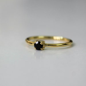 Black diamond solitaire ring, dainty black diamond ring, Black diamond simple ring, tiny black diamond Ring image 7