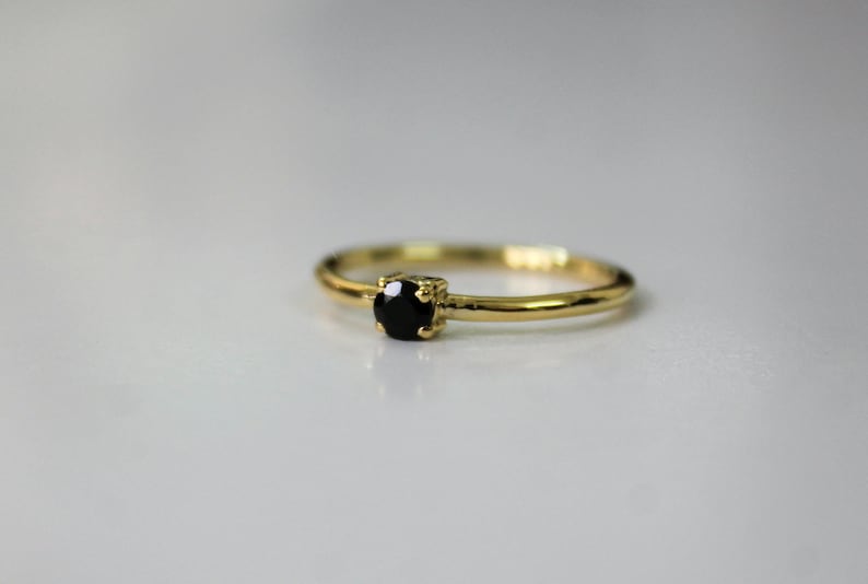 Black diamond solitaire ring, dainty black diamond ring, Black diamond simple ring, tiny black diamond Ring image 7