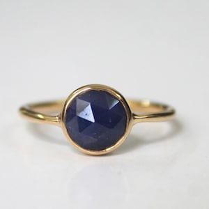 Blue Sapphire Rose Cut Ring - Blue Sapphire Gold Ring - Blue Sapphire Jewelry