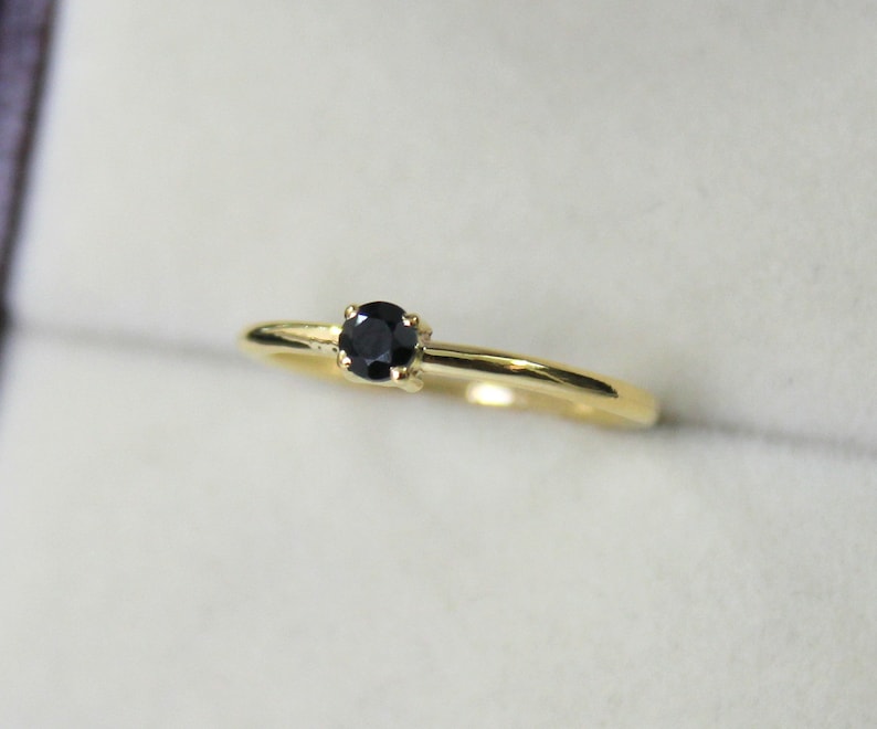 Black diamond solitaire ring, dainty black diamond ring, Black diamond simple ring, tiny black diamond Ring image 2