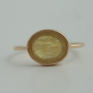 Gelber Saphir Goldring - Gelber Saphir Ring - Gelber Saphir Schmuck - Gelber Saphir Schmuck (Glas gefüllt)