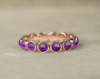 Amethyst Eternity Ring: Stackable Gold Band