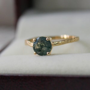 Green Moss Agate Ring - Agate Twig Ring - Unique Wedding Ring - Anniversary Jewelry - Gift For Her