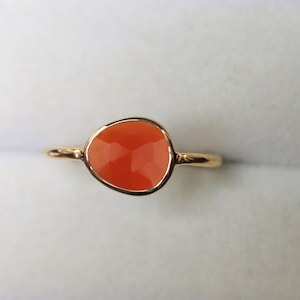 Handmade Gold Carnelian Slice Ring: Dainty Engagement Ring