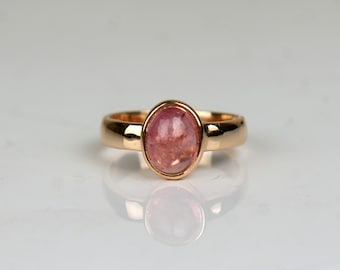 Natural Pink Tourmaline Ring - October Birthstone Ring - Dainty Tourmaline Ring - Engagement Ring - Gold Handmade Ring