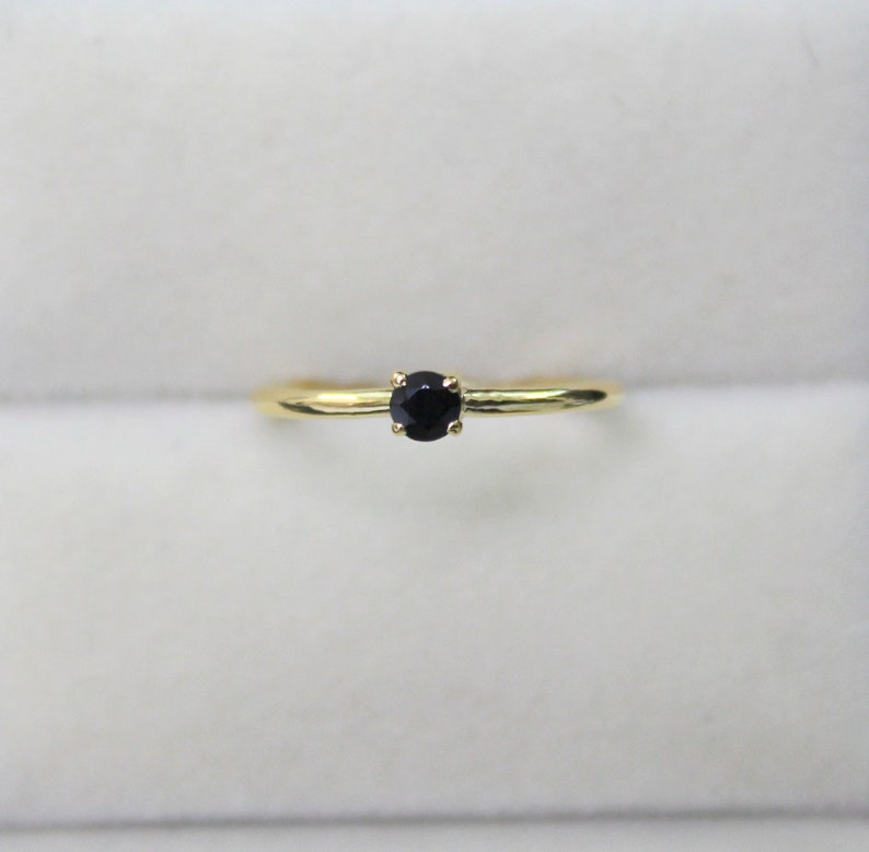 Black diamond solitaire ring, dainty black diamond ring, Black diamond simple ring, tiny black diamond Ring image 3