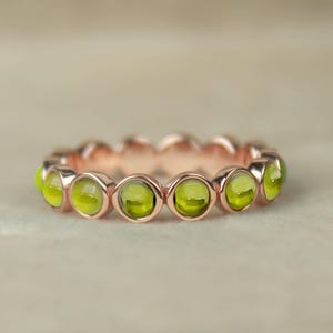 Peridot Full Eternity Band: Stackable Ring, Yellow Gold