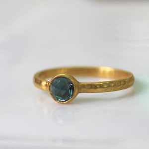 London Blue Topaz Ring Topaz Rose Cut Ring Gemstone Jewelry image 1