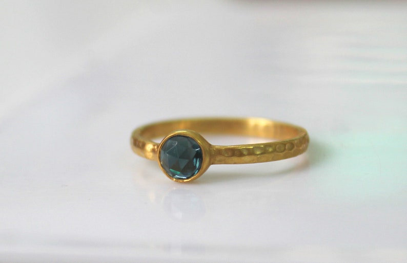 London Blue Topaz Ring Topaz Rose Cut Ring Gemstone Jewelry image 1